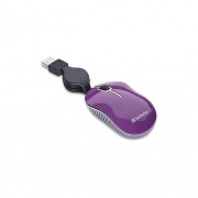 Verbatim Americas Mini Travel Optical Mouse, Commuter Series - Purple (98617)