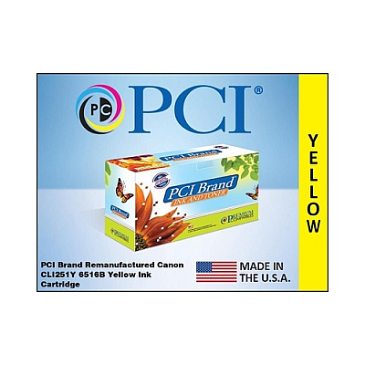 PCI Brand Remanufactured Canon Cli-251y 6516b001aa Yellow Ink Cartridge 685 Pg Yld For Canon Mx924/mx925/mx926/mx927/ip7220/ip7250/ix6820 Made In Usa (CLI251YPCI)