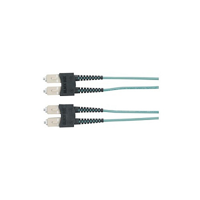 Black Box Om3 50/125 Multimode Fiber Optic Patch Cable - Ofnr Pvc, Sc To Sc, Aqua, 2-m (6.5-ft.) (FNT010002MSCSC)