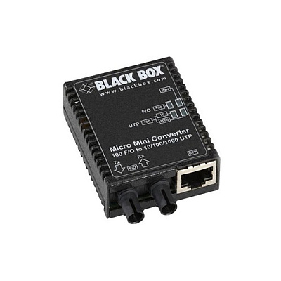 Black Box Fast Ethernet (100-mbps) Media Converter - 10/100/1000-mbps Copper To 100-mbps Multimode Fiber, 1310nm, 5km, St, International Power Supply, Gsa, Taa (LMC401AE)