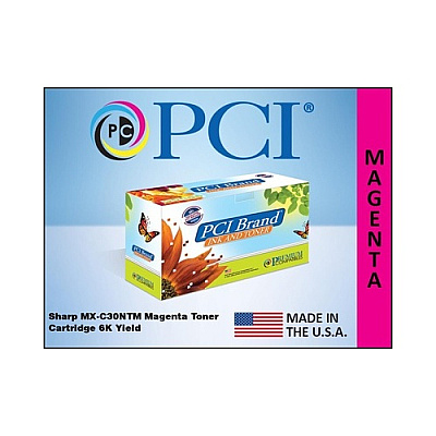 PCI Brand Compatible Sharp Mxc30ntm Magenta Toner Cartridge 6000 Page Yield For Sharp Mx-c250/mx-c300/mx-c300p/mx-c300w Made In Usa (MXC30NTMPCI)