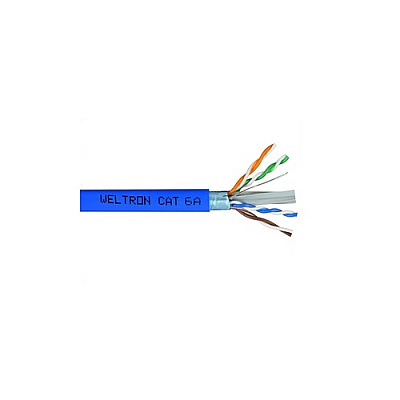 Weltron 1000ft Blue Cat6a Solid Ftp Cable Cmr (T2404L6ASHBL)