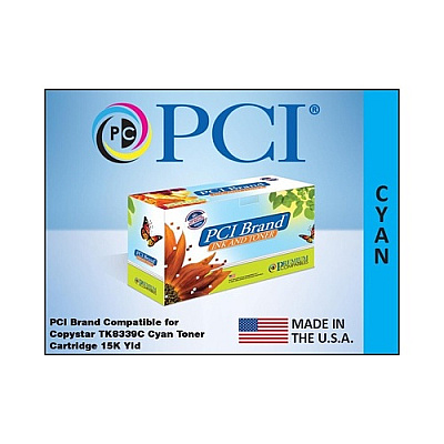 PCI Brand Compatible Kyocera Tk-8339c (kyocera 1t02rlccs0) Cyan Toner Cartridge And 1 Waste Toner Container 15000 Page Yield Tk8339c Made In Usa (TK8339CPCI)