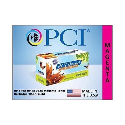 PCI Brand Remanufactured Hp 646a Cf033a Magenta Toner Cartridge 12500 Page Yield For Hp 646a Cm4540/cm4540 Mfp/cm4540f/cm4540fskm Made In Usa (CF033ARPC)