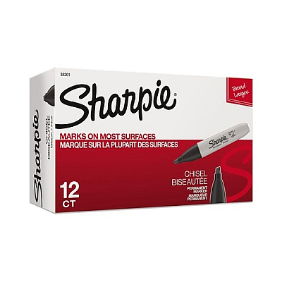 DYMO Sharpie Chisel 12 Pack Blk (38201)