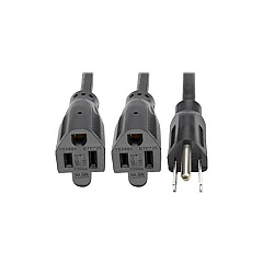 Tripp Lite 18in Y-splitter Cord 16awg 5-15p/5-15r (P02418N13A2R)