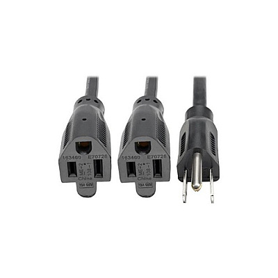 Tripp Lite 18in Y-splitter Cord 16awg 5-15p/5-15r (P02418N13A2R)