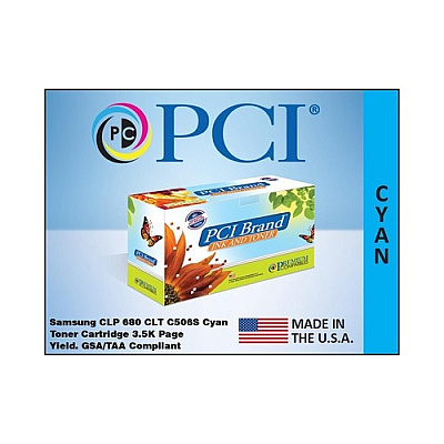 PCI Brand Eco-friendly Reman Samsung Clt-c506s Su051a Cyan Toner Cartridge 3500 Page High Yield For Samsung Clp-680 Series, Samsung Clx-6260 Series (CLTC506SPCI)
