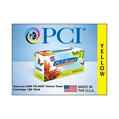 PCI Brand Kyocera Tk-562y 1t02hnaus0 Xl Yellow Toner Cartridge 12k Yield For Kyocera-mita Ecosys P6030cdn, Fs-c5300, Fs-c5300dn, Fs-c5350, Fs-c5350dn (TK562YPCI)