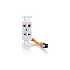 C2G Rapidrun 5 Rca Wallplate-wht Mf (60098)