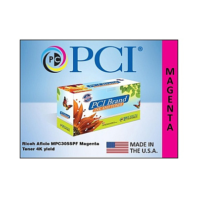 PCI Brand Compatible Ricoh 841592 842121 Magenta Toner Cartridge 4000 Pg Yield For Ricoh Aficio Mpc305/mpc305sp/mpc305spf/lanier Mpc305 Made In Usa (841592PCI)