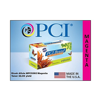 PCI Brand Compatible Ricoh 841681 841753 Magenta Toner Cartridge 22.5k Yld For Ricoh Mpc4502/mpc5502/mpc5502a/lanier Mpc4502/mpc5502 Made In The Usa (841753PCI)