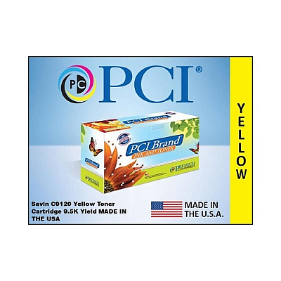 PCI Brand Compatible Savin C9120y Yellow Toner Cartridge 9500 Page Yield For Savin C9020/c9020l/c9025/c9120/c9125 Made In Usa (C9120YPCI)