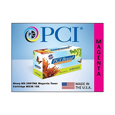 PCI Brand Compatible Sharp Mx-36ntma Magenta Toner Cartridge 15k Yld For Sharp Mx-2615/mx-2640/mx-3110/mx-3115/mx-3140/mx-3610/mx-3640 Made In Usa (MX36NTMAPCI)