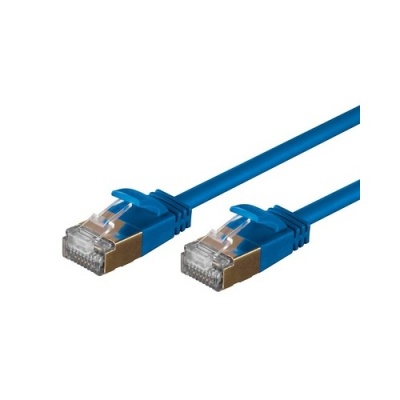 Monoprice Slimrun Cat6a Ethernet Patch Cable - Snagless Rj45_ Stranded_ S/stp_ Pure Bare Copper Wire_ 36awg_ 1ft_ Blue (27431)