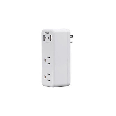 Monoprice 2 Outlet Surge Protector Wall Tap With 2 Usb Charging Ports 3.4a_ 450 Joules_ White (27863)