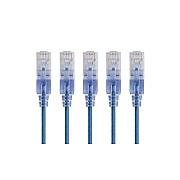 Monoprice Slimrun Cat6a Ethernet Patch Cable - Snagless Rj45_ Utp_ Pure Bare Copper Wire_ 10g_ 30awg_ 2ft_ Blue_ 5-pack (29425)
