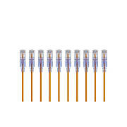 Monoprice Slimrun Cat6a Ethernet Patch Cable - Snagless Rj45_ Utp_ Pure Bare Copper Wire_ 10g_ 30awg_ 2ft_ Yellow_ 10-pack (29443)