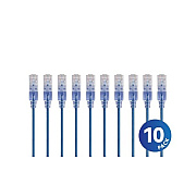 Monoprice Slimrun Cat6a Ethernet Patch Cable - Snagless Rj45_ Stranded_ 550mhz_ Utp_ Pure Bare Copper Wire_ 10g_ 30awg_ 25ft_ Blue_ 10-pack (33236)