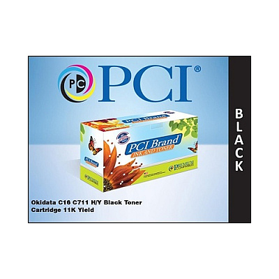 PCI Brand Compatible Okidata 44318604 Type C16 Xl Black Toner Cartridge 11000 Page Yield For Okidata C711, Okidata C711dn, Okidata C711dtn, Oki C711n (44318604PCI)