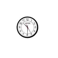 Valcom 12 Round Clock, Black, Surface Mount, 110v (VA11012B)