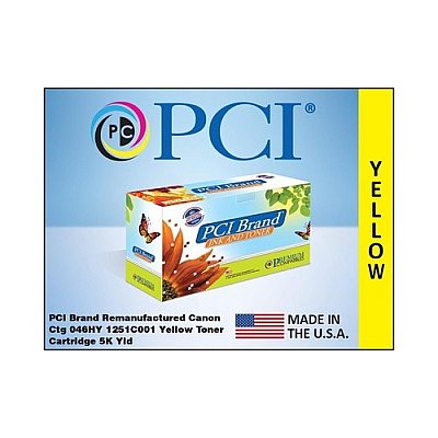 PCI Brand Eco-friendly Reman Canon 046h 1251c001aa Xl Yellow Toner Cartridge 5k Pg Yield For Canon Lbp-654, Mf-731, Mf-731c, Mf-733, Mf-735, Mf-735c (1251C001AAPCI)