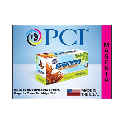 PCI Brand Compatible Ricoh 821072 821107 Magenta Toner Cartridge 21000 Page Yield For Ricoh Spc430/spc431/spc440/spc440dn/spc430a Made In The Usa (821072PCI)