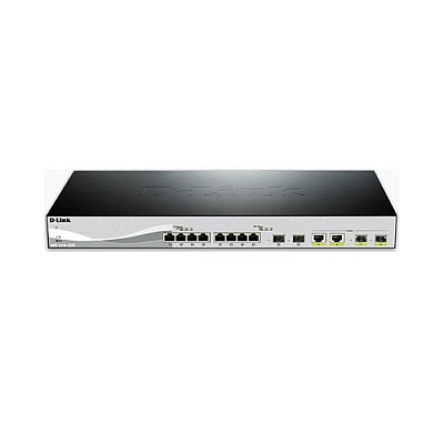 D-Link 12-port 10gbase-t Web Smart Switch Including 8 10gbase-t Ports, 2 10g Sfp+ Ports, And 2 10gbase-t/sfp+ Combo Ports (DXS121012TC)