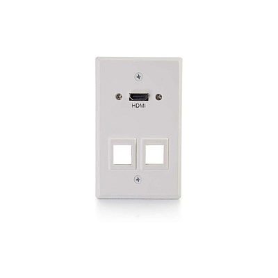 C2G Hdmi Sg Wall Plate+2 Keystones White (60161)