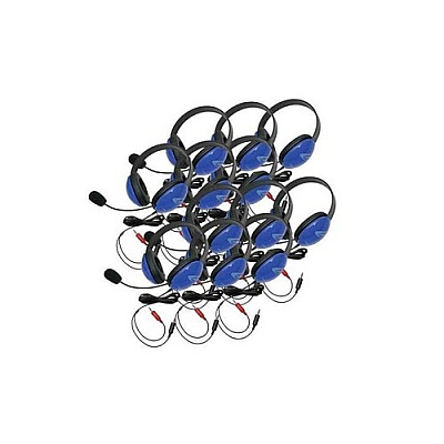 Ergoguys Califone 12 Pack Blue Stereo Headphones (2800BLAV12L)