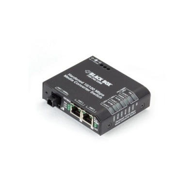 Black Box Fast Ethernet Hardened Temperature Switch-(2) 10/100-mbps Copper Rj45,(1) 100-mbps Multimode Fiber, 850nm, 2km, Mtrj, 220v Ac-power, Gsa, Taa (LBH100AEHMT)