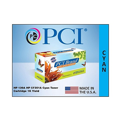 PCI Brand Eco-friendly Reman Hp 130a Cf351a Cyan Toner Cartridge 1k Pg Yld For Hp Color Laserjet Pro M176, M176 Mfp, M177, M177 Mfp M177fw, M177fw Mfp (CF351APCI)