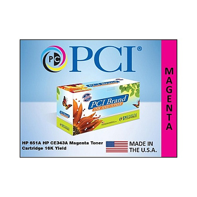 PCI Brand Eco-friendly Reman Hp 651a Ce343a Magenta Toner Cartridge 16k Pg Yld For Hp Color Laserjet Enterprise 700 M775, Enterprise 700 M775z Series (CE343APCI)