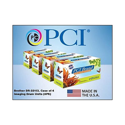 PCI Brand Compatible Brother Dr221cl 4-pack Of Drums Bcmy 15k Yld For Brother Dcp9020/hl3140/hl3150/hl3170/mfc9130/mfc9140/mfc9330/mfc9340 Made In Usa (DR221CL4PKPCI)