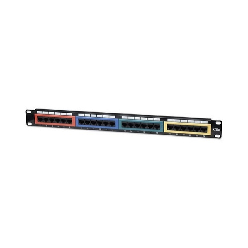 Intellinet 24 Port Cat5e Color Coded Patch Panel (513678)