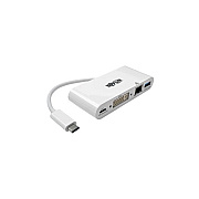 Tripp Lite USB-C Multiport Adapter, DVI, USB-A Port, Gbe and PD Charging, White (U44406NDGUC)