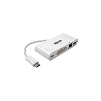 Tripp Lite USB-C Multiport Adapter, DVI, USB-A Port, Gbe and PD Charging, White (U44406NDGUC)