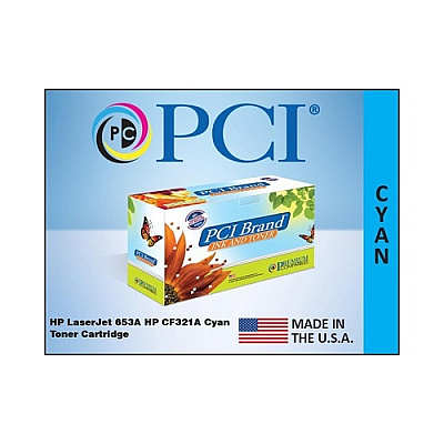 PCI Brand Eco-friendly Reman Hp 653a Cf321a Cyan Toner Cartridge 16500 Pg Yld For Hp Color Laserjet Enterprise 600 Flow M675, Flow M680 Series, Cf321 (CF321APCI)