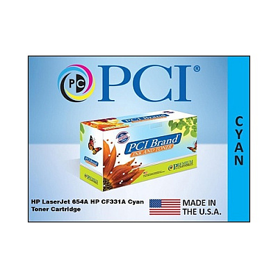 PCI Brand Eco-friendly Reman Hp 654a Cf331a Cyan Toner Cartridge 15000 Page Yield For Hp Color Laserjet Enterprise M651, M651dn, M651n, Cf331 Printers (CF331APCI)