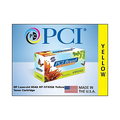 PCI Brand Eco-friendly Reman Hp 654a Cf332a Yellow Toner Cartridge 15000 Pg Yield For Hp Color Laserjet Enterprise M651, M651dn, M651n, Cf332 Printers (CF332APCI)