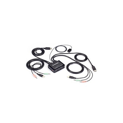 Black Box 4k60 Displayport Cable Kvm Switch - 2-port With Button Switch, Audio And Mic (KV62CBL)