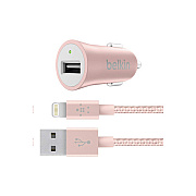 Belkin Metallic Car Charger,5v,2.4a,w/4 Ltg Cb (F8J186BT04C00)
