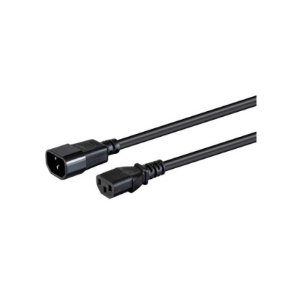 Monoprice Heavy Duty Extension Cord - Iec 60320 C14 To Iec 60320 C13_ 14awg_ 15a/1875w_ Sjt_ 100-250v_ Black_ 2ft (35057)