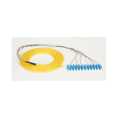 Black Box Os2 9-micron Single-mode Fiber Optic Pigtail - 12-strand, Ofnr, Pvc, Sc, Yellow, 3-m (9.6-ft.) (FOPT50S1SC12YL3)