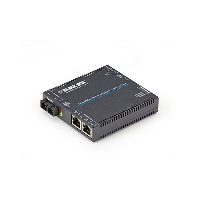Black Box Gigabit Ethernet Poe+ Media Converter 10/100/1000-mbps Copper To 100/1000-mbps Singlemode Fiber,1310nm,15km,sc,gsa,taa (LGC5212A)