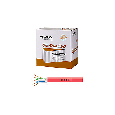 Black Box Cat6 550-mhz Solid Ethernet Bulk Cable - Unshielded (utp), Cmr Pvc, Red, 1000-ft. (304.8-m) Pull-box, Gsa, Taa (EYN868APB1000)