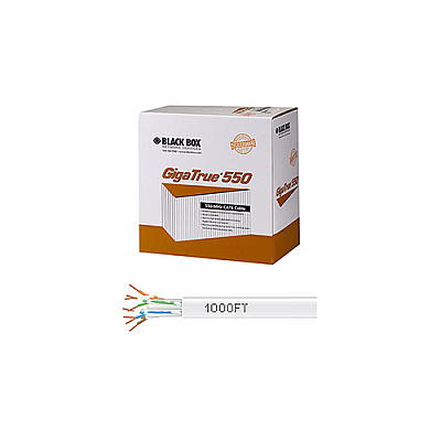 Black Box Cat6 550-mhz Solid Ethernet Bulk Cable - Unshielded (utp), Cmr Pvc, White, 1000-ft. (304.8-m) Pull-box, Gsa, Taa (EYN874APB1000)