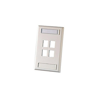 Leviton Single Gang Plastic Faceplate-4 Keystone (KSFP488)