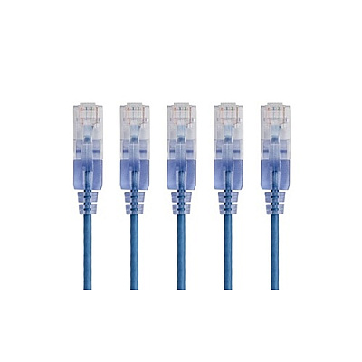 Monoprice Slim Cat6a Patch Cable,5-pack_ 1ft Blue (15126)