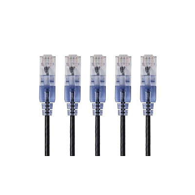 Monoprice Slim Cat6a Cable - 5-pack - 7ft Black (15137)